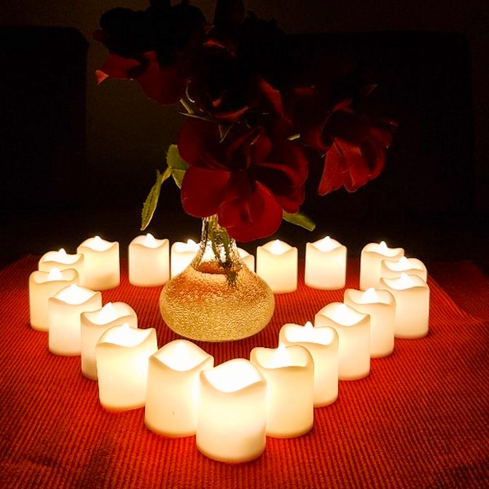 12/24Pcs Flameless LED Candles Tea Light Lamp With Battery Lighting For Romantic Weeding Birthday Party Decorations