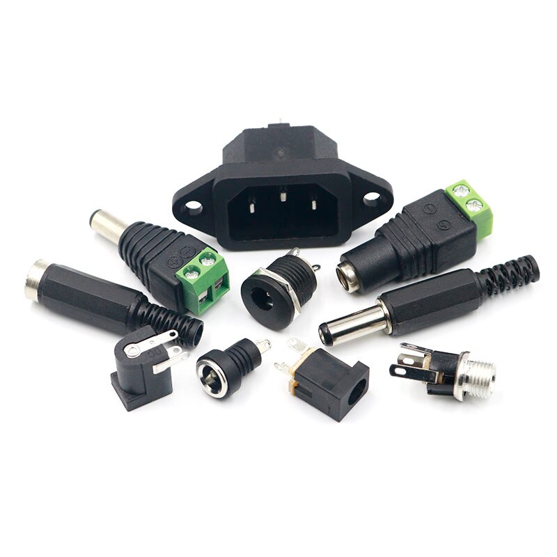10Pcs Dc Power Connector Pin 2.1X5.5Mm Vrouw Plug Jack + Stekker Jack Socket Adapter Pcb mount Diy Adapter Connector 2.1X5.5