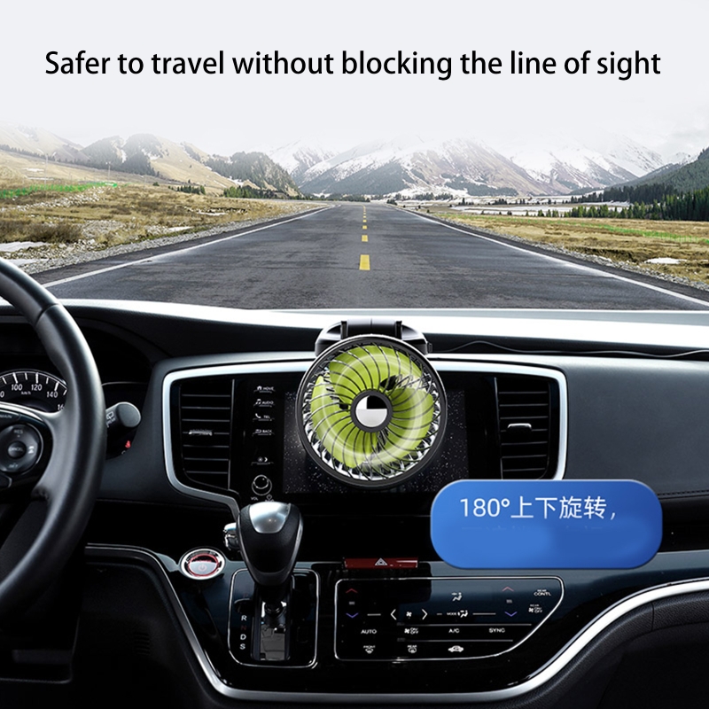 Auto Cooling Cooler 360°Rotatable Cooling Fan USB5V Cigarette-Lighter 12V/ 24V Quiet Car Fan for Dashboard Armrest Area