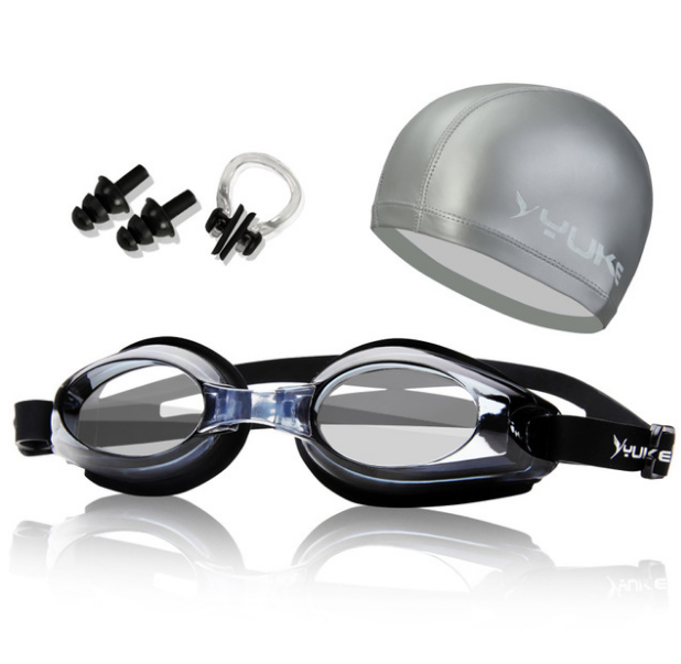 YUKE Outdoor Water Sports Swimming Glasses Silicone goggles High definition waterproof anti-fog children swimming glasses: Gray