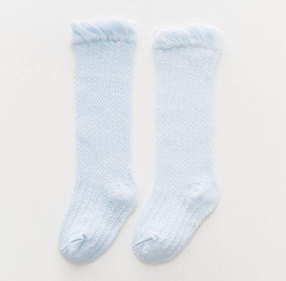 Baby Mug-Proof Sokken Knie Hoge Baby Lange Sokken Buis Dunne Mesh Jongens Meisjes Unisex Ademend Slang Sok: Blue Knee Mesh / 1 to 3year