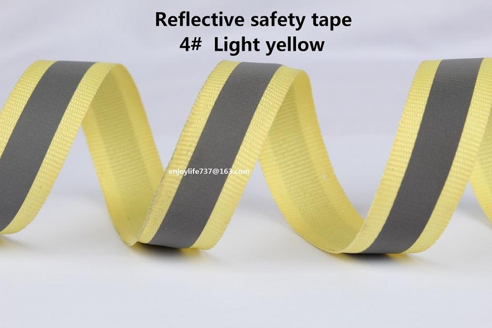 3/4 "(2 cm) breed 50 meter lang een rol speciale reflecterende singels lint (Fluorescerend groen, wit, zwart, geel, gouden, orange): light yellow