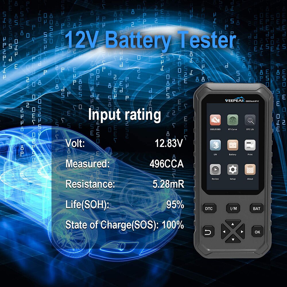 OBD2 Scanner Batterij Tester 2-In-1 Diagnostic Tool Met Opbergtas, Obd Ii Code Reader, I/M En 12V Accu Systeem