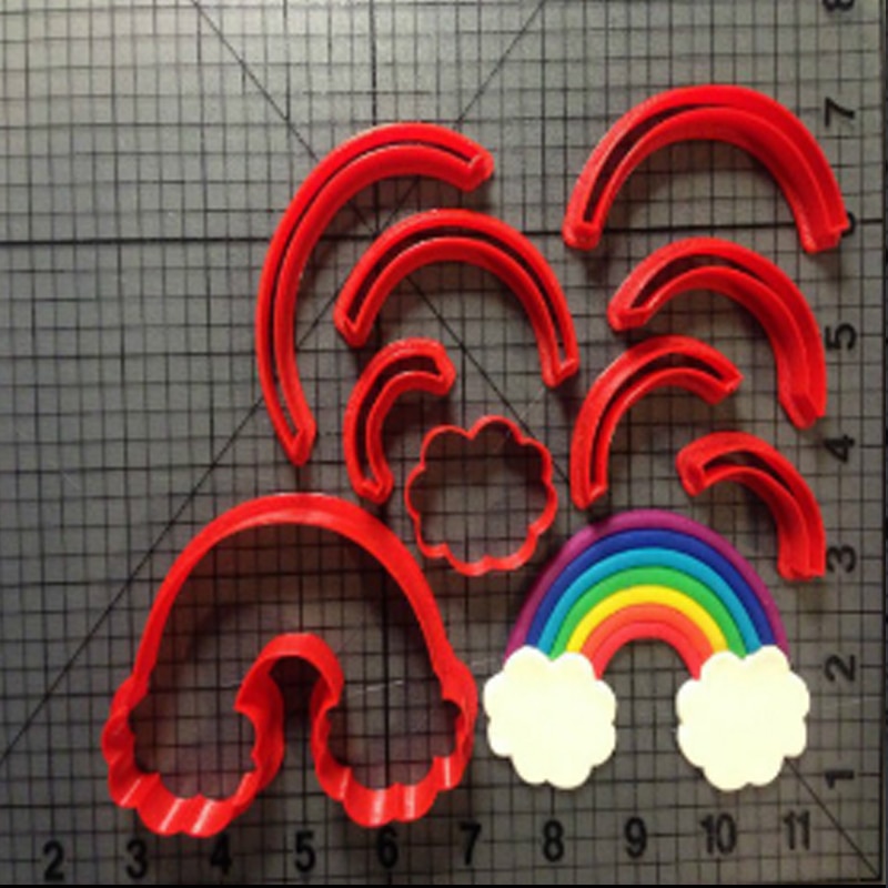 Custom Made 3D Printed Cookie Cutter Rainbow And Set Of Clouds Fondant Cookie Cutters Fondant Cupcake Mould Cake Decorating Tool