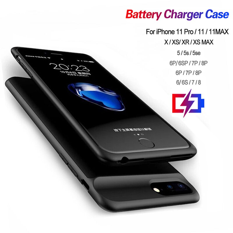 Ładowarka etui na iPhone 11 etui na iPhone 5S SE 6 6S 7 8 Plus X XR XS MAX Pro przenośna ładowarka banku mocy