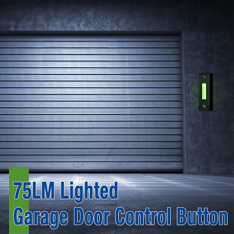 Gtbl Universele Garagedeuropener Schakelaar 41A4166 Verlichte Muur Gemonteerd Drukknop Zwarte Afwerking Met Witte Center