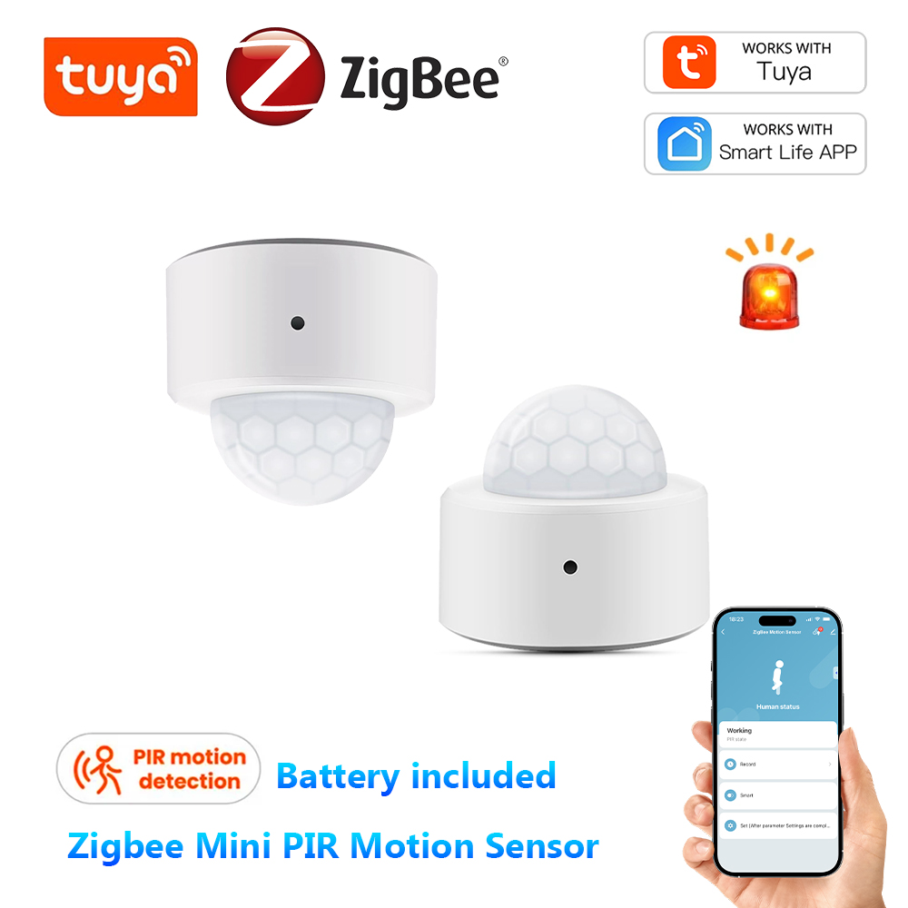 Tuya Zigbee Mini Detector de movimiento PIR Sensor de movimiento humano Detector infrarrojo alarma de seguridad funciona con la aplicación Alexa Google Smart Life