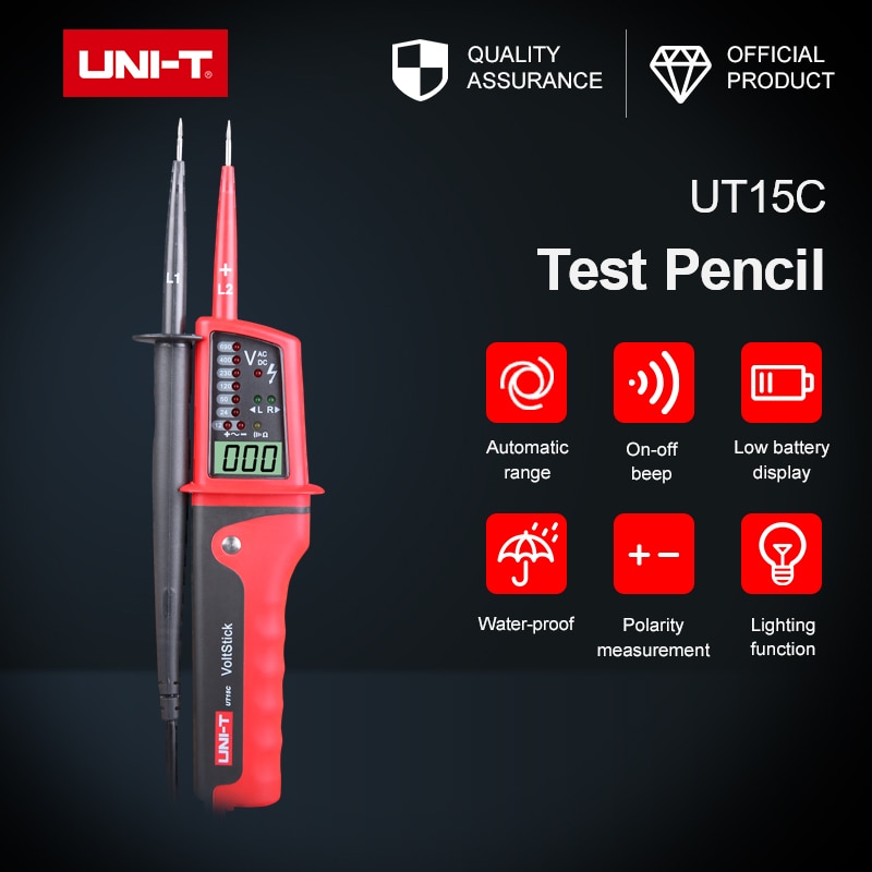 UNI-T UT15C Waterproof Digital Voltage Meter 24V~690V AC/DC Voltage Testers LCD Display Auto Range Phase Rotation voltage tester