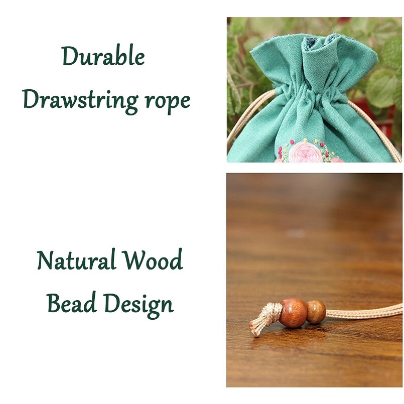 Cotton Linen Pouch Bag Embroidery Kit, Laundry Bag, Nursery Decor, Toy Storage Bag, Bread Bag, Embroidery , 22 x 17 cm (C)