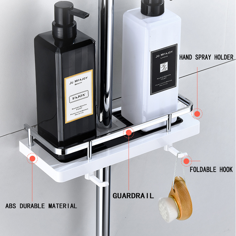 Wall Household Item Bathroom Shower Holder Rack Organizer Bathroom Shelf Shampoo Tray Stand No Drilling Floating Shelf for Shelf