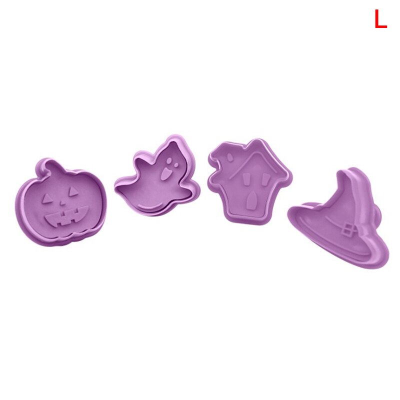 4 st/set livsmedelsklassad plast julform kakskärare köksbakverktyg kolvstämpel fondant tårtdekoreringsverktyg: L