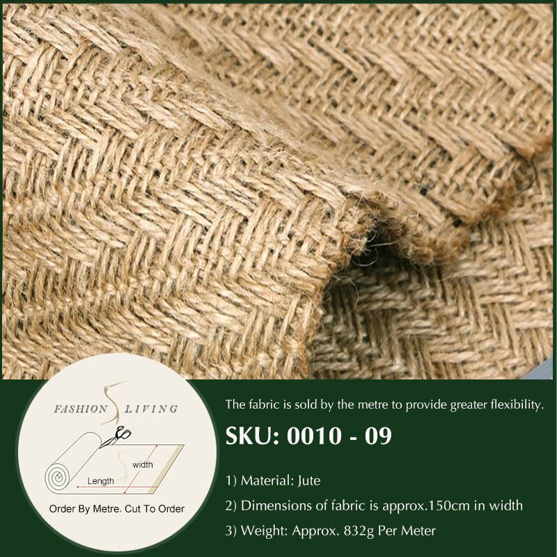 Klassisk jutebrun grov säckväv grovt tyg klädsel naturligt hantverksmaterial i metervara: 09-150cm breda