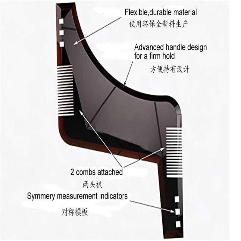 3 Colors Innovative All-In-One Beard Shaping Styling Template ABS Comb for Hair Beard Line Up Trimming Template