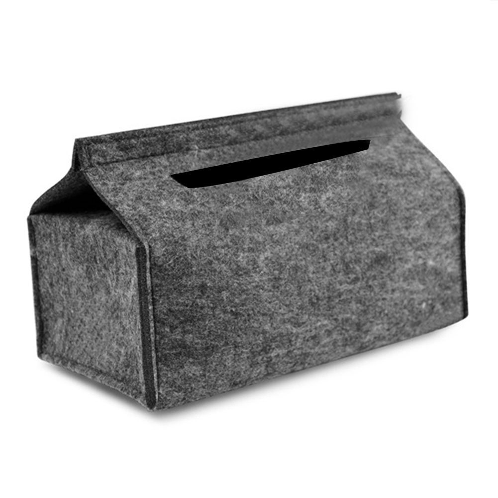 Uldfilt papir firkantet opbevaringshåndklæde bilpapirkasse beholder solid bakke husholdningskontor pumpefilt: Sort