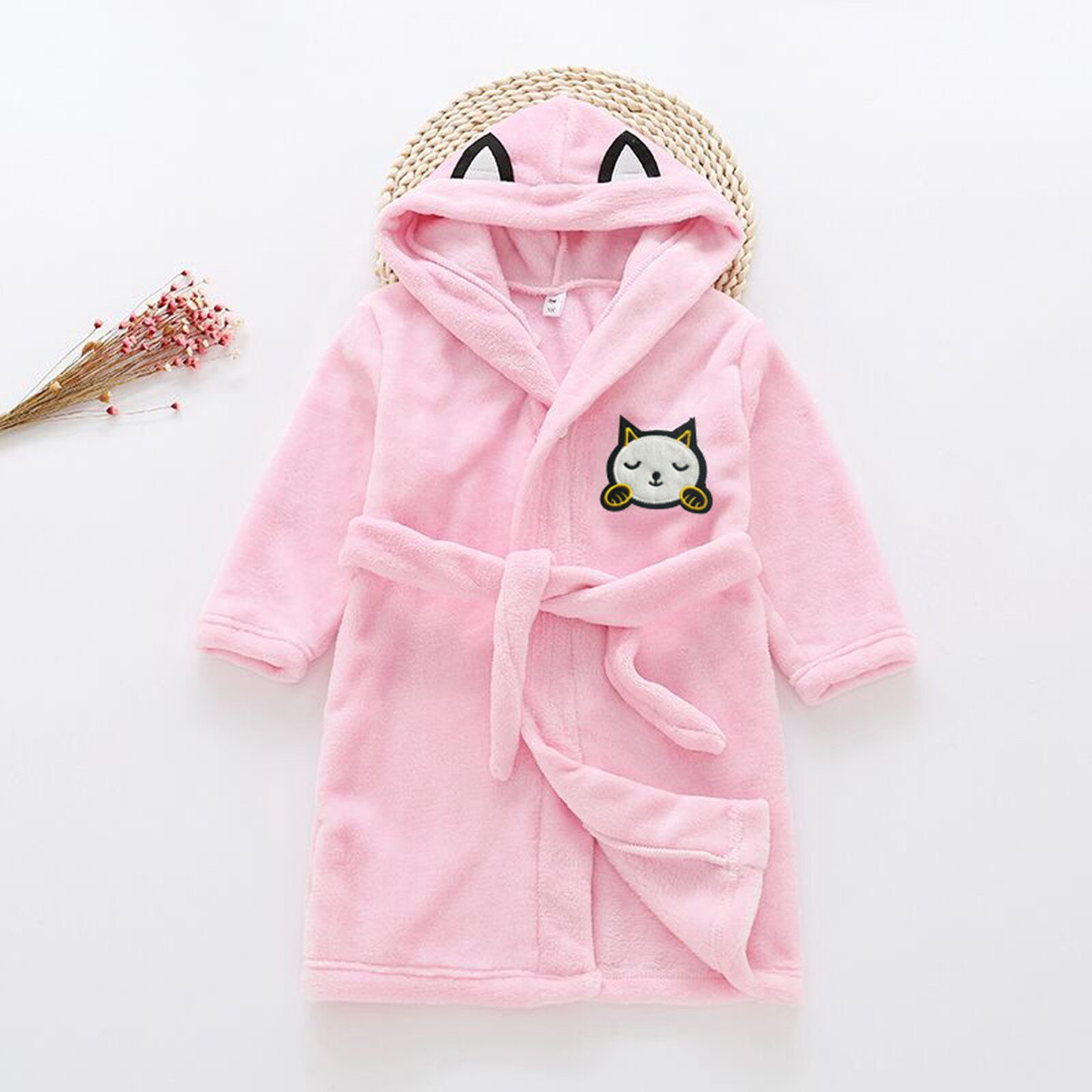 Peuter Nachtkleding Baby Jongens Meisjes Herfst Winter Cartoon Badjassen Flanel Night-Gewaad Hoodie Open Stitch Kinderkleding