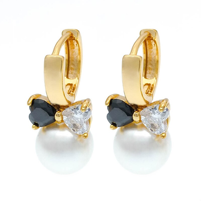 Di cristallo Del Cuore Della Perla Orecchini A Cerchio in Oro Orecchino Donne Pendientes Perla Aretes Parel Oorbellen Orecchini Perle Orecchini E0310: E0310B