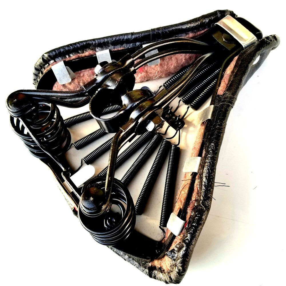 Cykel bred sæde 23 x 25.5cm vintage retro lædersadel affjedret til mtb cykler