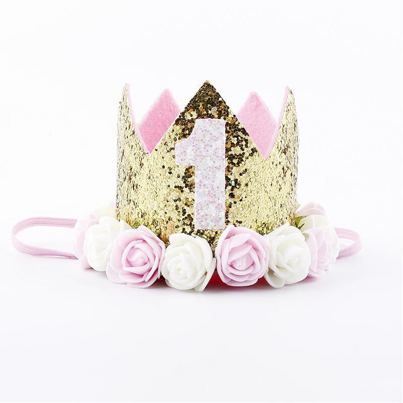 Kids Girl Toddler Flower Crown Headband Hair Band Headwear Birthday Party Well Shining Flower Crown Birthday Hat