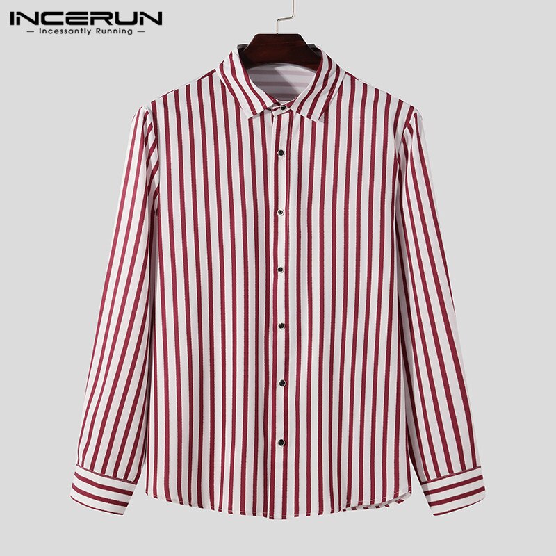 Raidalliset paidat incerun miesten pitkähihainen alaspäin kaulus sosiaalinen camisa fitness puuvilla chemise miesten mekkopaidat s -3xl