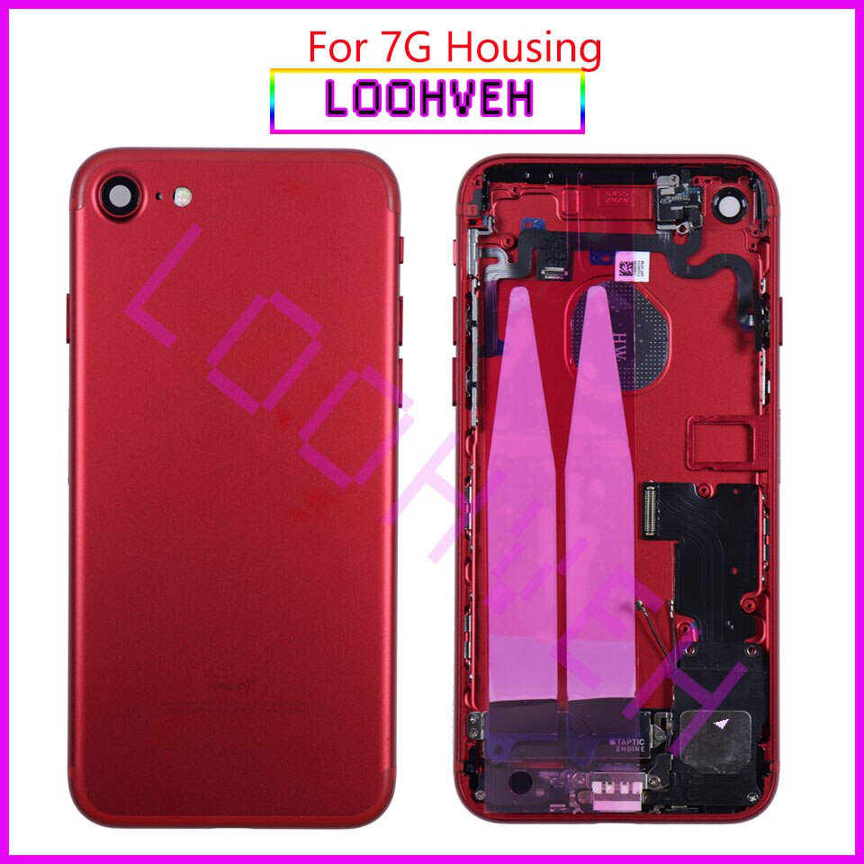 Capa traseira do chassi para iphone, capa para iphone 7, 7 plus, como 8 ou 8 plus, x capa + adesivo da bateria livre: 7g Red