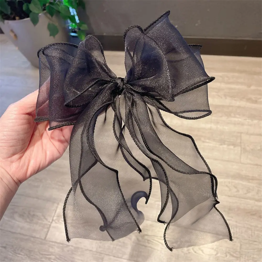 Presilha de cabelo de princesa coreana, grampo de cabelo multicamadas com laço de fita, grampos de cabelo para mulheres, acessórios de cabelo para meninas: Rosa