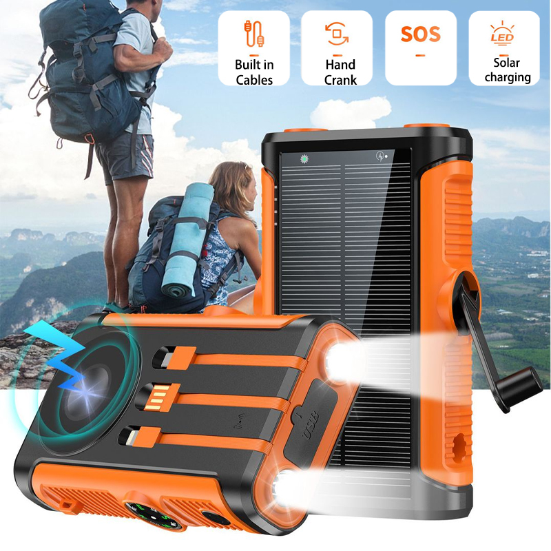 Powerbank solarny 50000mAh 22.5W z magnetycznym ładowaniem bezprzewodowym, powerbank kempingowy z kablami, bateria zewnętrzna robić iPhone'a z Magsafe