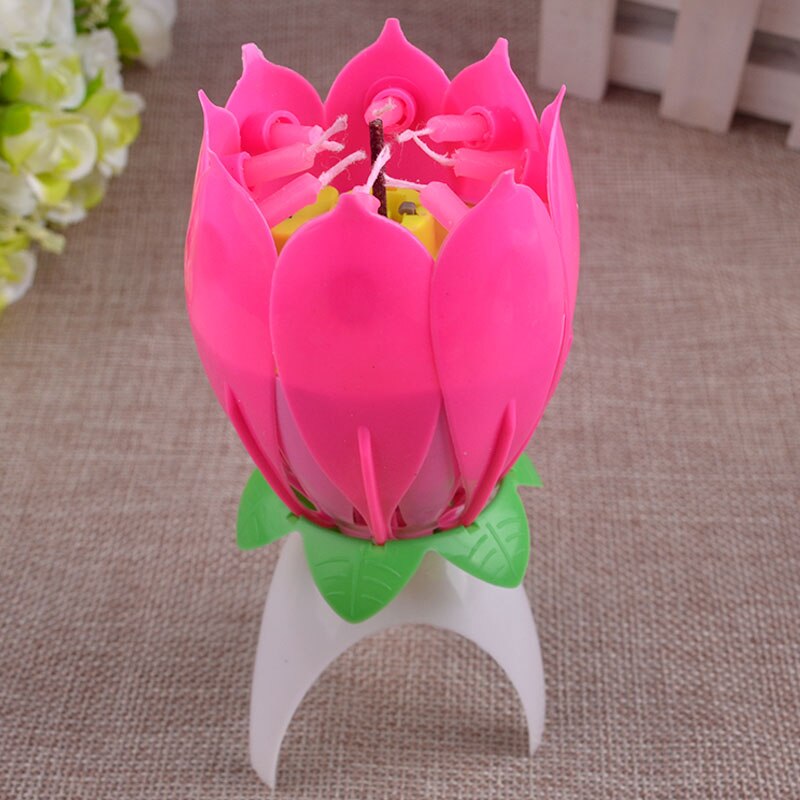 Joy Singing Music Birthday Candle Monolayer Lotus Candle Flowering Music Candle SCVD889
