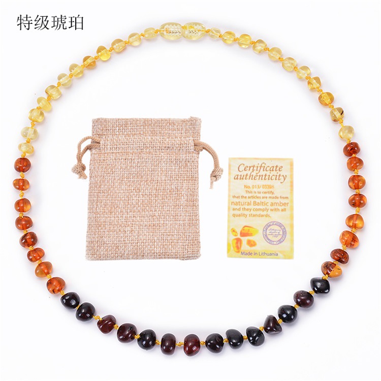 GIA Certified Natural Baltic Amber Necklace Bracelet Relieves Children's Teeth Pain Calm Soothing Handmade Jewelry