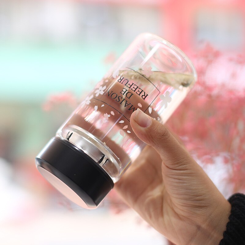 Cherry Blossom Glas Cup Met Doek Cover Bloem Thee Transparante Cup 020 Y