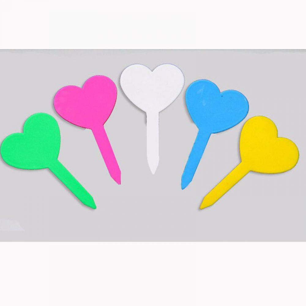 50 stk farverige plantemarkører havebonsai sukkulent frøplanter tags skilt havearbejde etiketter pæl plast plante kærlighed hjerte tags: Gul
