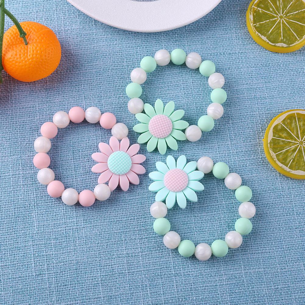 Bloem Baby Armband Rammelaar Elastische Siliconen Kralen Armbanden Baby Bijtring