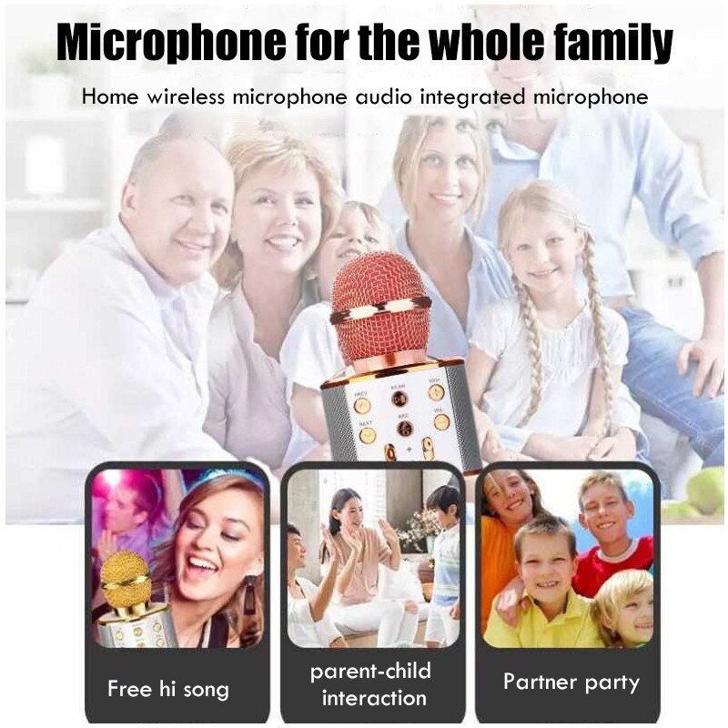 BUFLOIK microfono Wireless Bluetooth professionale microfono Karaoke portatile USB Mini Home KTV per lettore musicale registratore di canto Mic