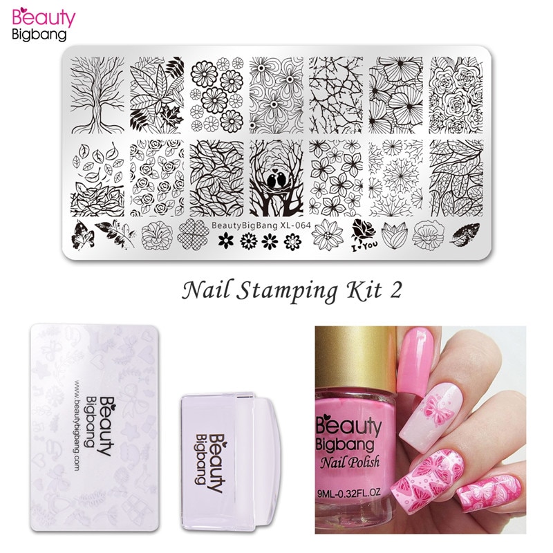 BeautyBigBang Nail Stempelen Platen Set 4 Stuks Kit Stempelen Polish Water Marmeren Nail Art Stempelen Plaat Met Clear Jelly Stamper