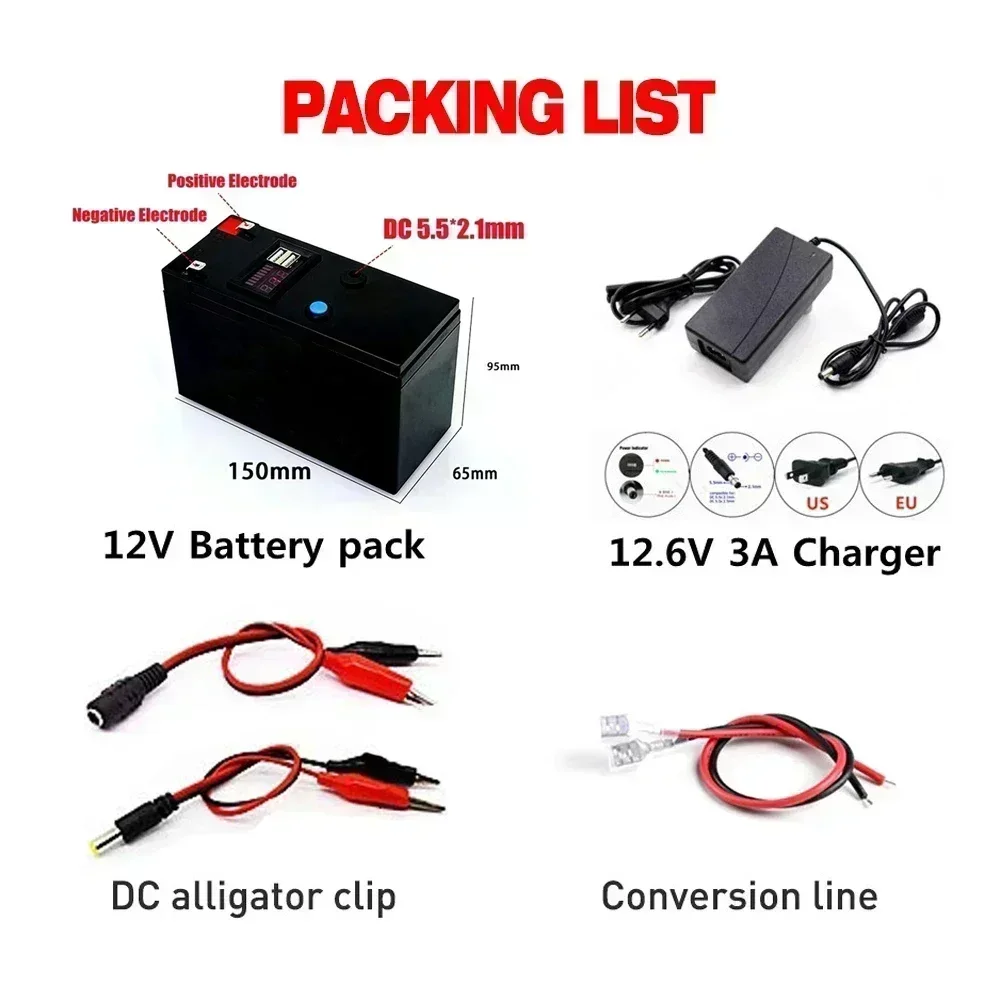 24V Battery 120Ah 18650 lithium battery pack Rechargeable battery for solar energy electric vehicle battery+25.2v2A charg