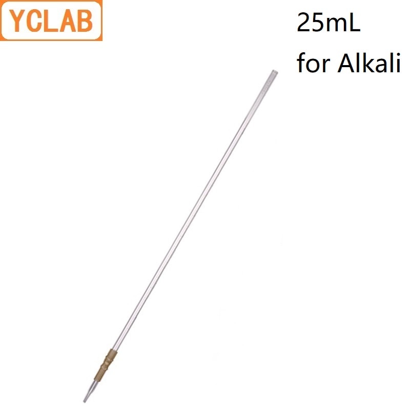 YCLAB 25mL Burette with Rubber Tubing Connection Clear Glass Head and Tip for Alkali Class A Laboratory Chemistry Equipment