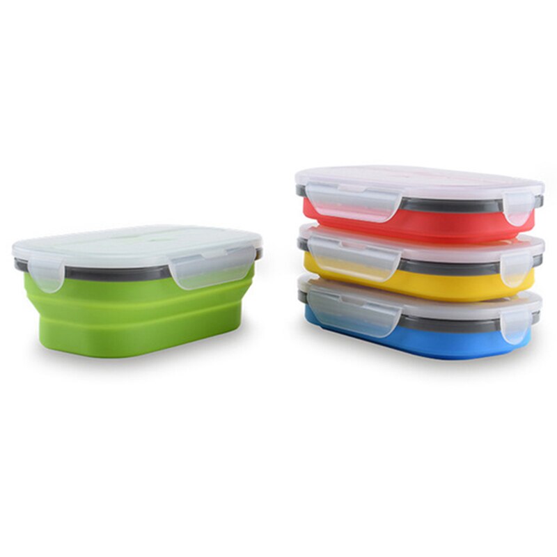 Intrekbare Vouwen Bento Box Draagbare Bento Box Voedsel-grade Voedsel Container En Vork Servies