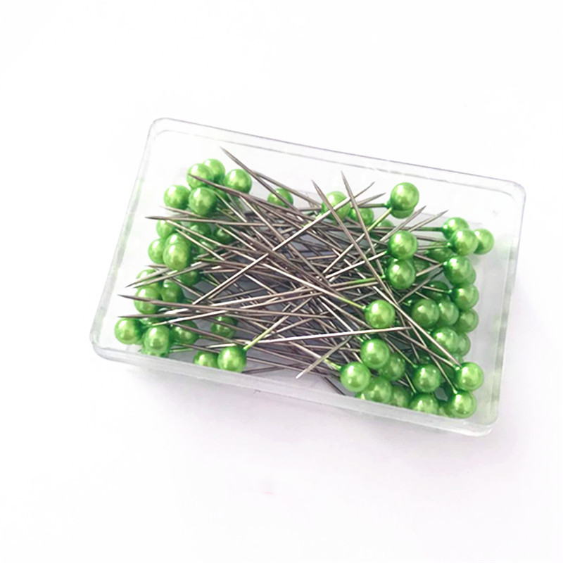 100Pcs/Box 40mm Colorful Round Pearl Head Needles Stitch Straight Push Sewing Pins For Dressmaking DIY Sewing Tools Positioning: 10