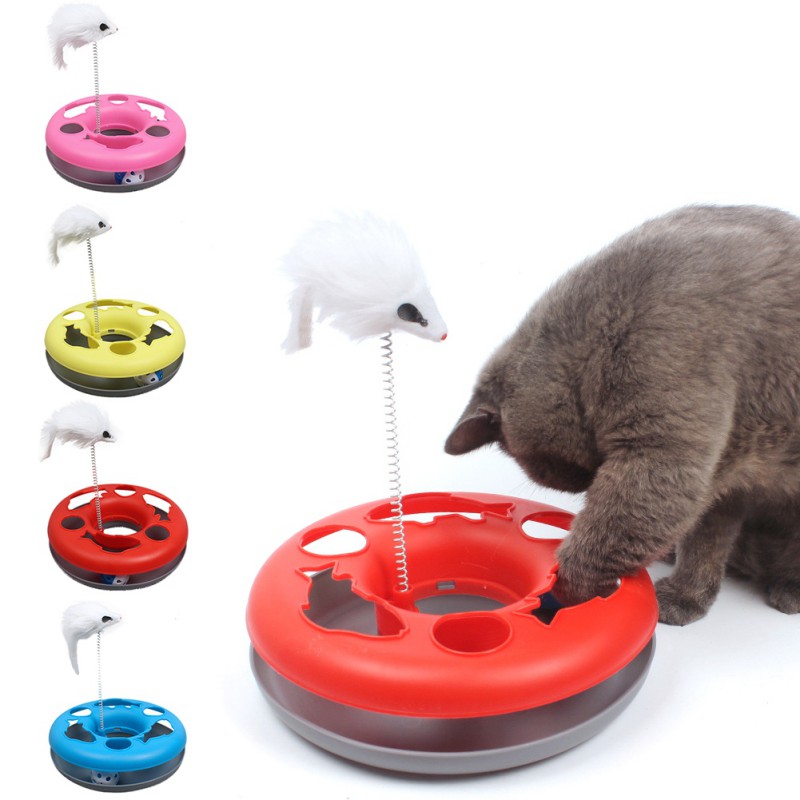 Toys For Cats Colo Colo Interactive Cat Training Toy Games For Cats Mouse Goods Single Layer Plate Turntable Cat Supplies