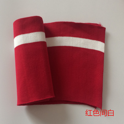 Puños a rayas de algodón, 15x95CM, 670gsm, tejido de punto elástico a rayas para escote, chaqueta de invierno, accesorios de ropa: RedWhite