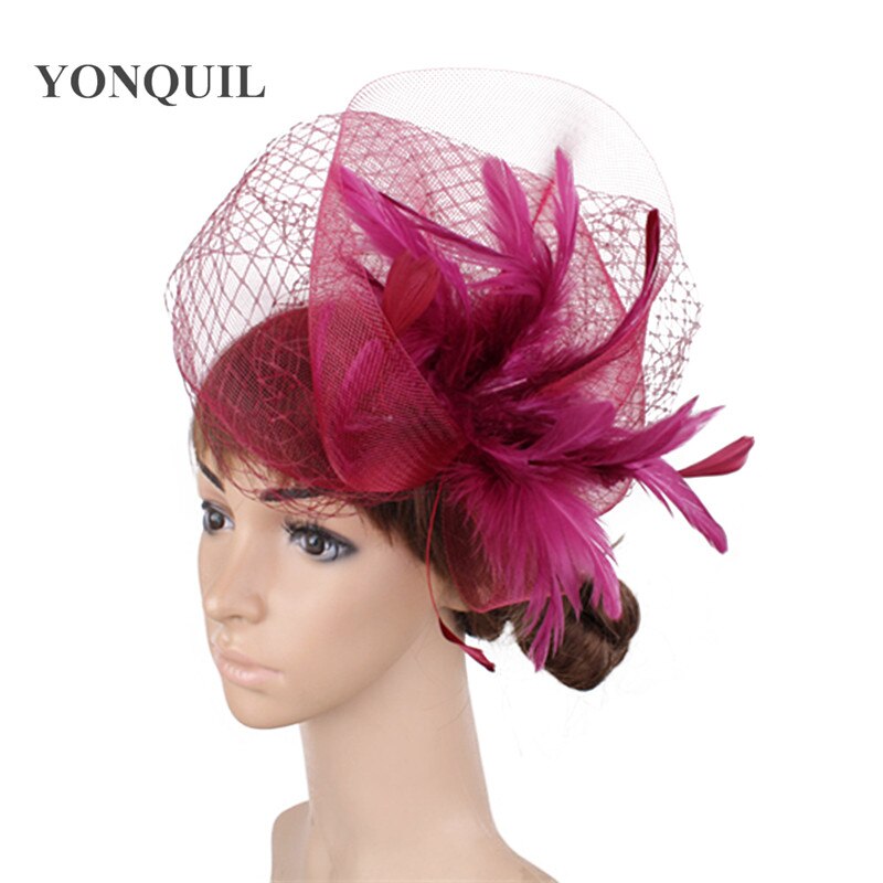 Șic, făcută manual pentru nuntă, tulle, pălărie de fascinator, accesorii din plasă, pălărie pentru mireasă, pentru femei, nailon, pentru femei, pentru petrecere, pentru cină, pălărie mireasa: Marron