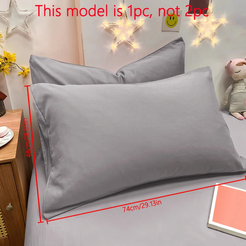 1 Piece Of Matte Solid Color Pillowcase, Bedroom Pocket Sealed Soft Pillowcase, Bedding: Light Grey