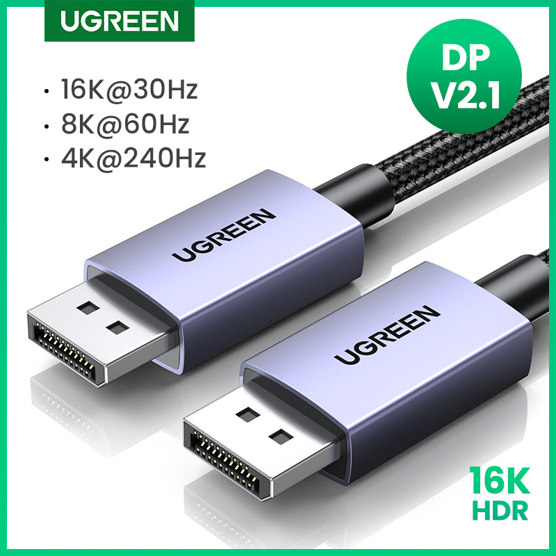 UGREEN-Cable Displayport de 16K DP2.1, 8K, 4K, 144hz, Cable de vídeo y Audio para Xiaomi, TV Box, PC, ordenador portátil, Monitor de juego, DP