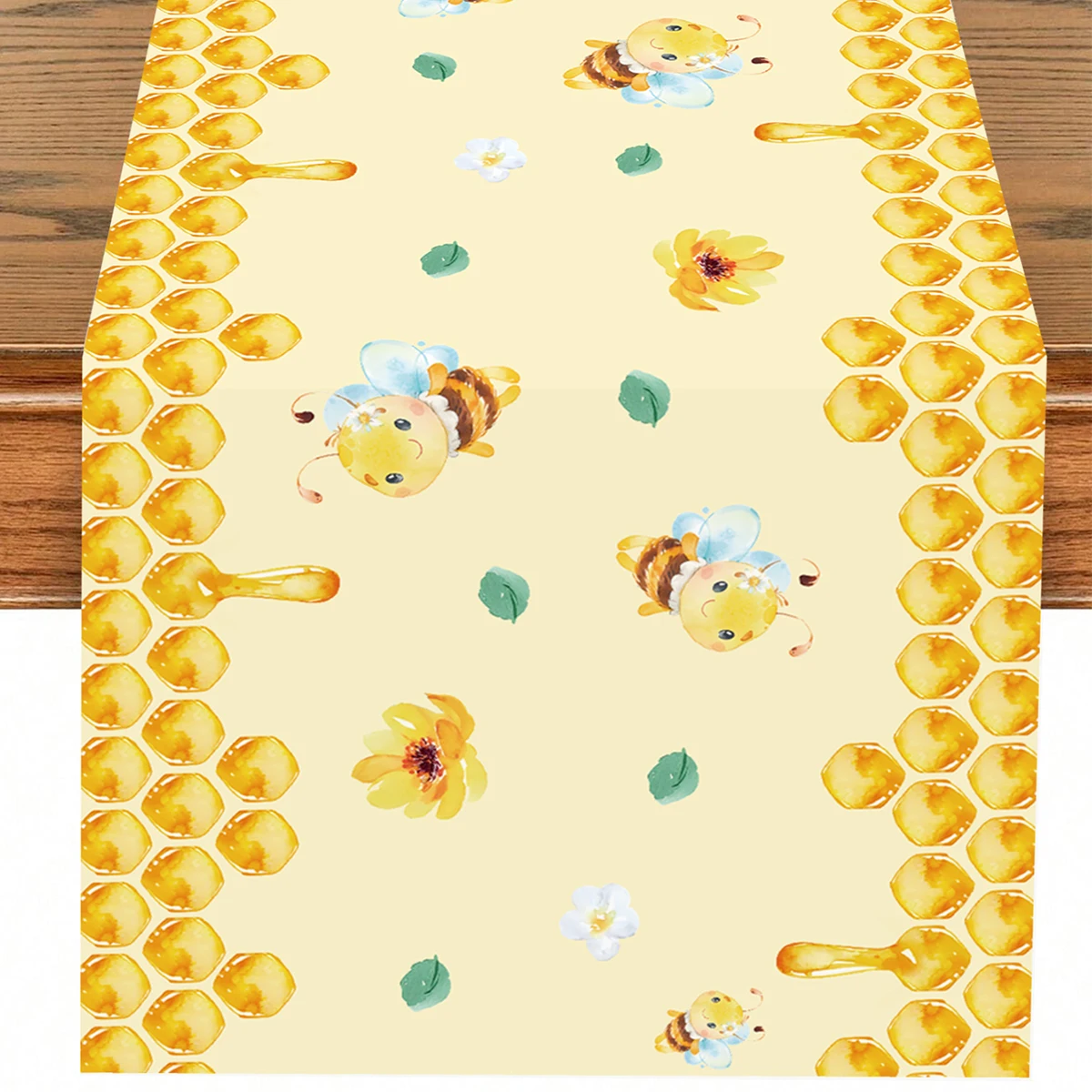 Zomerse bijen- en madeliefjes tafellopers, feestdecoraties, wasbare linnen eettafellopers, tafeldecoratie voor een verjaardag (jongen of meisje).