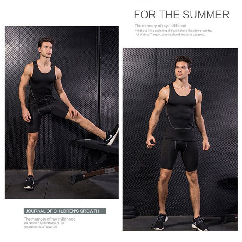 Newly Men Sport Gym Vest Sleeveless Quick Drying Compression Tight Tank Tops 19ing