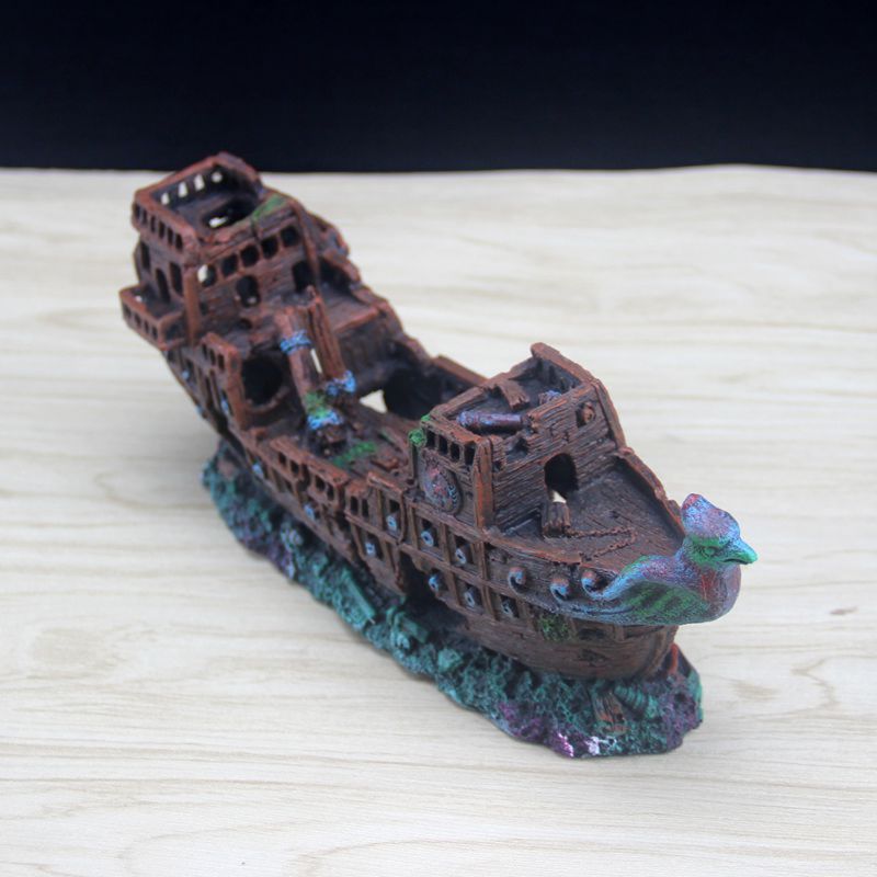 Aquarium Ship Decorations Fish Tank Ornaments Material Sunken Decorations, Eco-Friendly for Freshwater Saltwater Aquarium
