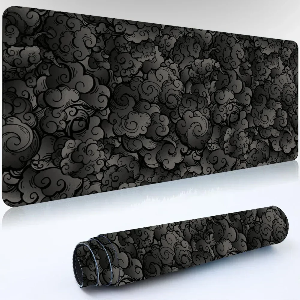 Japanese Clouds Mouse Pad Kawaii Black Desk Mat Office Carpet Large Gaming Mousepad Non-Slip Rubber Laptop Computer Accessories: 40x30 cm / BROWN