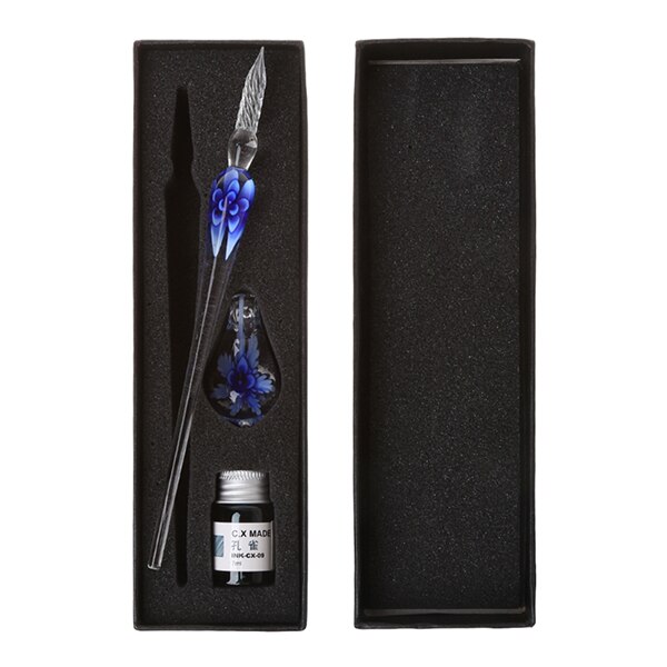Vintage Handmade Art Crystal Glass Dip Pen Sign Ink Pens 090F: DB1