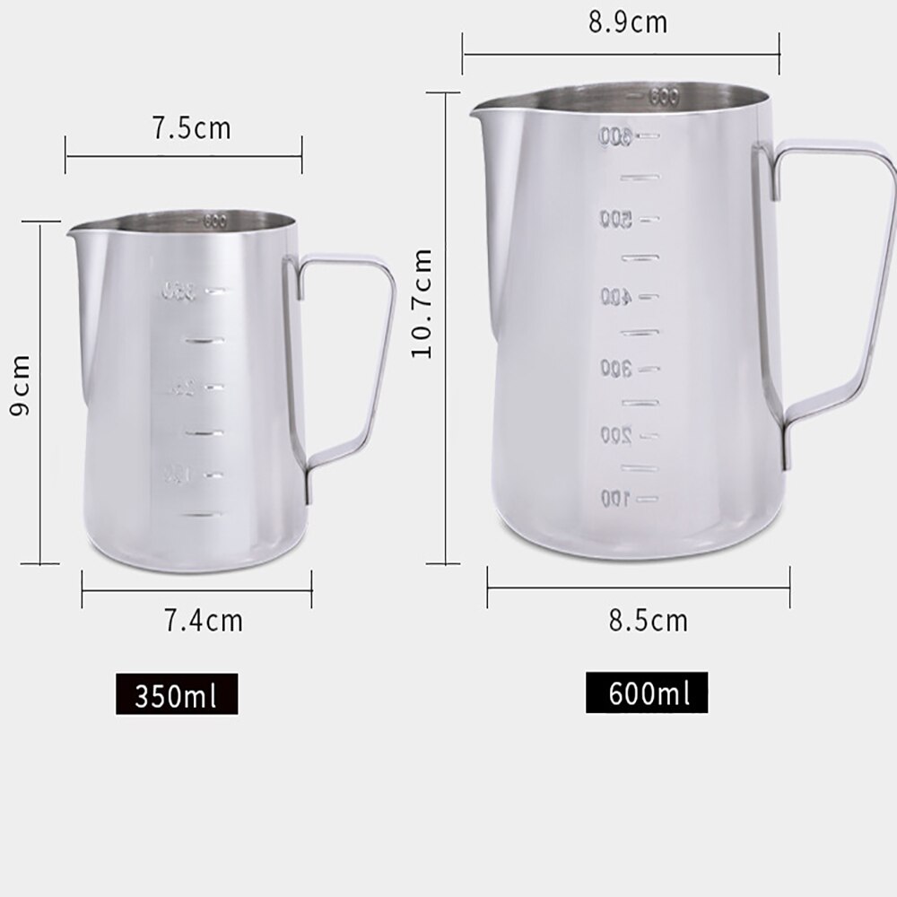 350 360Ml Grote Capaciteit Roestvrijstalen Koffie Melk Pitcher Bar Koffie Container Latte Melk Opschuimen Jug Espresso Shot Tool