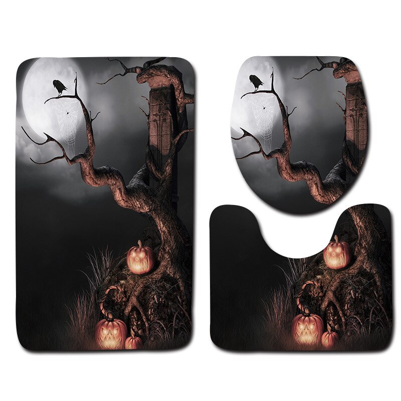 Zeegle 3Pcs Badmat Set Voetstuk Tapijt Deksel Wc Cover Mat Halloween Mat Voor Badkamer Decoratie Flanel Anti Slip badmat Tapijt: wsj113