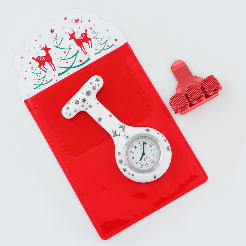 God jul silikon brosch klocka sjuksköterska fob klocka omvårdnad quartz pennklämmor läkare sjuksköterskor dedikerad pennväska praktisk